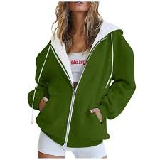 Solid Zipper Hoodie Women Warm Fleece Hooded Sweatshirt