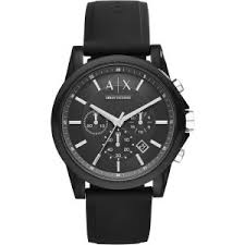 ARMANI EXCHANGE OUTERBANKS WATCH AX7105 Chrono Silicone Black - NEW