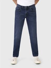 High Waist Retro Blue Smoke Straight Denim Pants