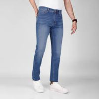 High Waist Retro Blue Smoke Straight Denim Pants