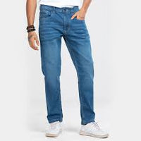 High Waist Retro Blue Smoke Straight Denim Pants