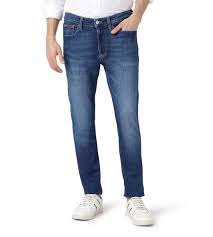 High Waist Retro Blue Smoke Straight Denim Pants