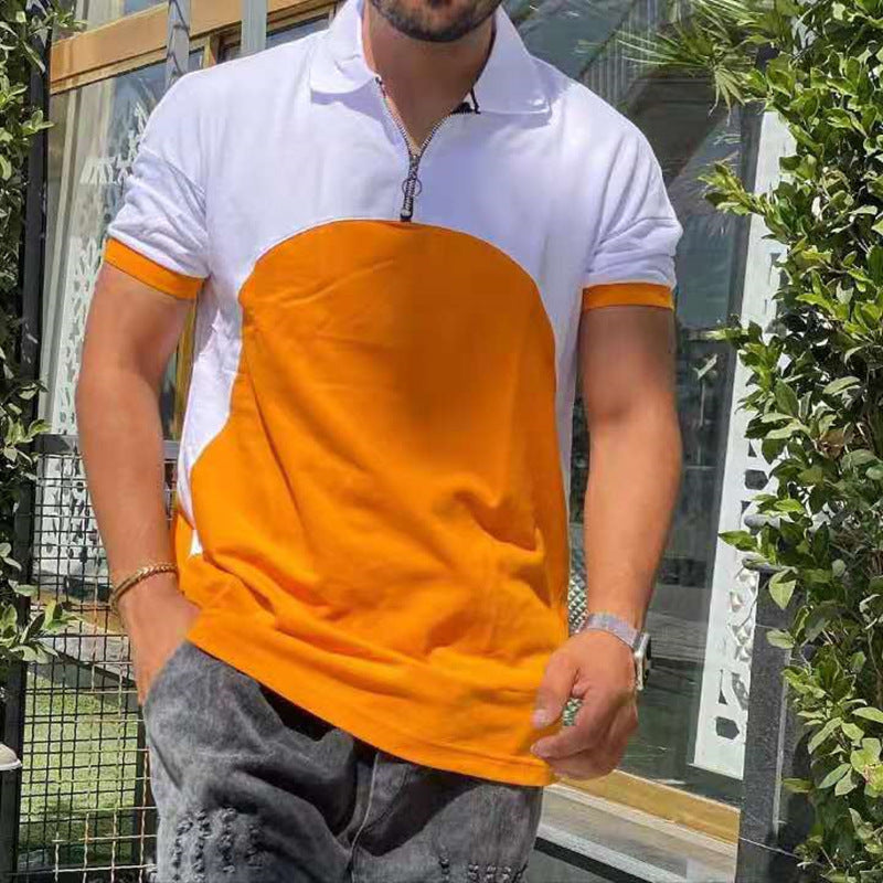 Men's Casual Patch Collar Loose Short Sleeve T-Shirt