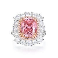 925 Sterling Silver Pink Diamond Egg-shaped Closed Wedding Ring