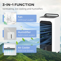 HOMCOM Evaporative Air Cooler With Ice Packs, 3-In-1 Ice Cooling Fan