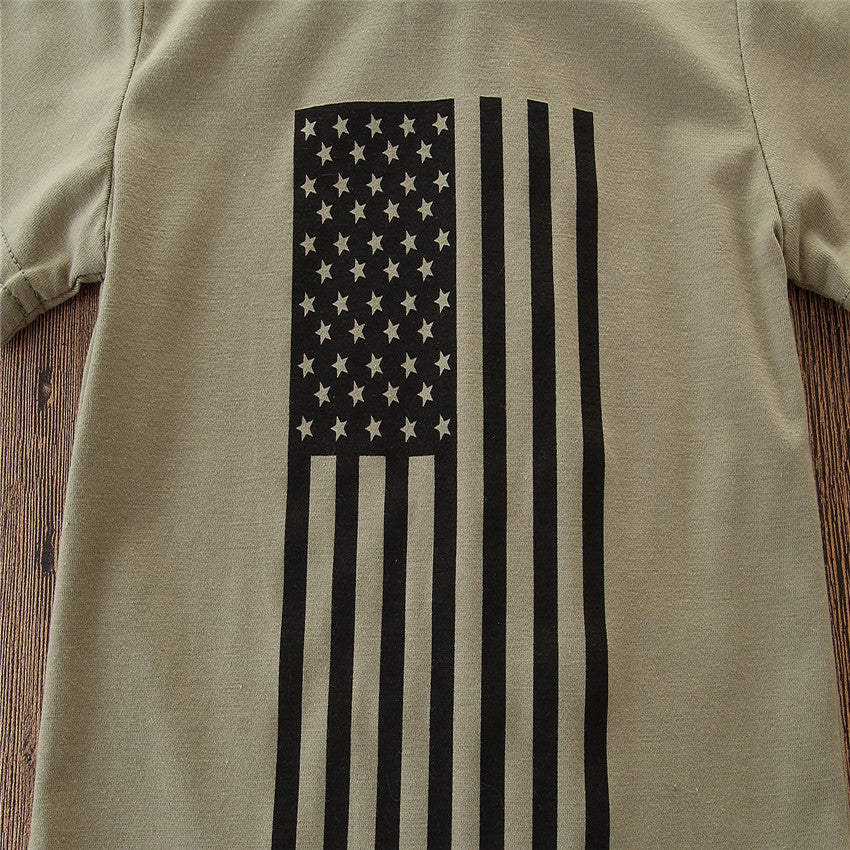 Kids' Suit Summer Men's Clothing Independence Day Flag Camouflage Suit