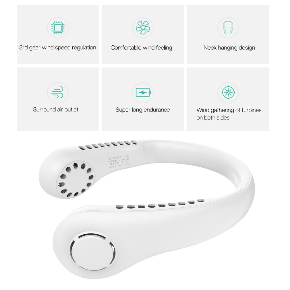 Mini Hanging Handheld Leafless Hanging Neck Fan Portable Silent