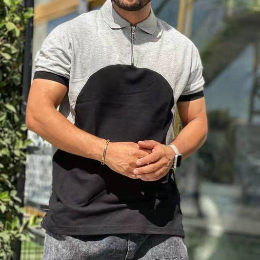 Men's Casual Patch Collar Loose Short Sleeve T-Shirt