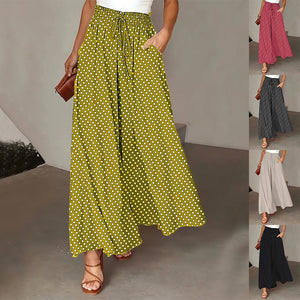 Polka Dot Print Trousers Fashion Loose Elastic Waist Wide-leg Pants Women's Clothing
