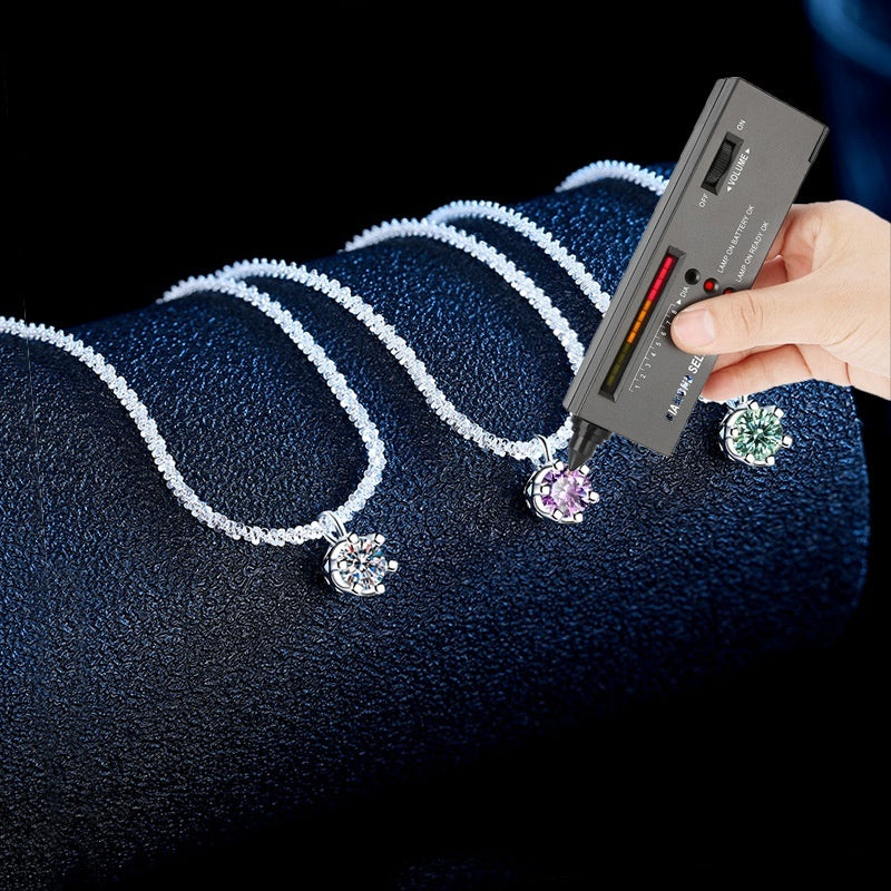 S925 Sterling Silver Colorful Moissanite Sparkling Necklace For Women