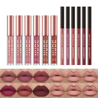 Lip Liner And Lipstick Makeup 12 Pcs Set 6 Matte Lipstick 6 Lip Liner Pen