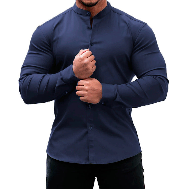 Long Sleeve Shirt Men Casual Button Down Slim Tops