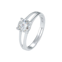 Elegant Four-claw Moissanite Open S925 Sterling Silver Ring