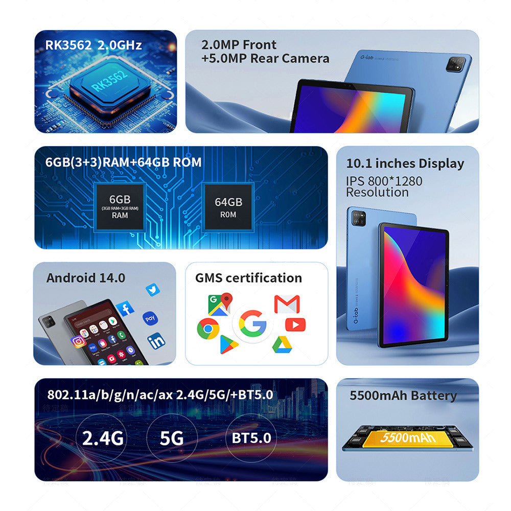 G-tab T9 Rock chip RK3562 Quad Core 3GB 3GB RAM 64GB ROM 10.1 Inch
