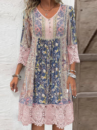 Spring And Summer Retro Printed Lace Women's Clothing Dress