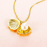Shell Pearl Necklace With Rhinestones Female