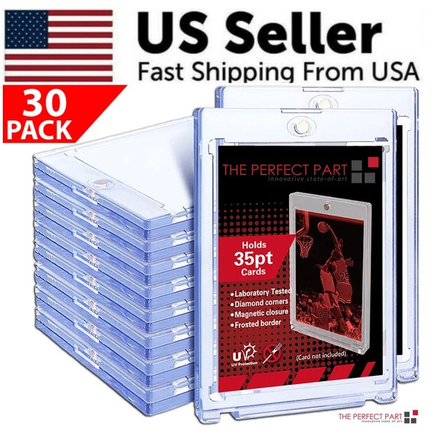 30 Pack Magnetic Trading Sports Card Holders 35pt One AMI Cart