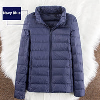 Stand-up Collar Down Short Lightweight And Extra Thick Slim Jacket
