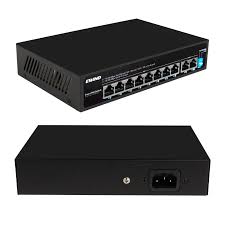 KeepLiNK 10 端口千兆以太网交换机，带 8 个 PoE 端口和 2 个以太网 RJ45 铜上行链路即插即用