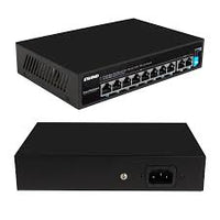 KeepLiNK 10 端口千兆以太网交换机，带 8 个 PoE 端口和 2 个以太网 RJ45 铜上行链路即插即用