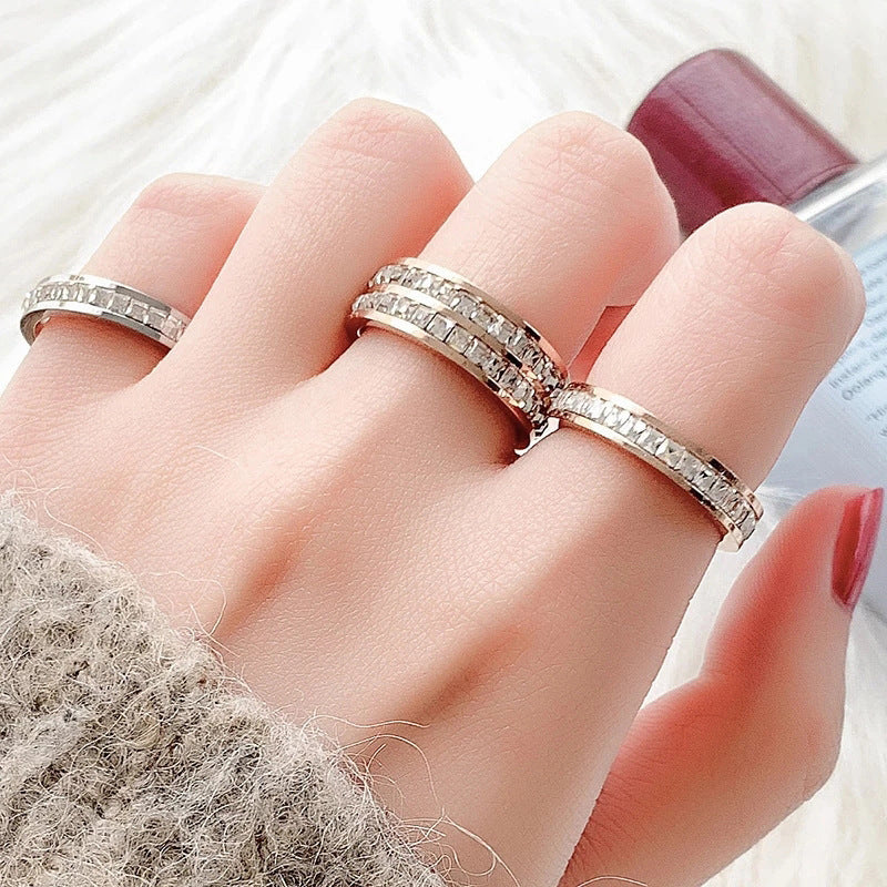 itanium Steel Couple Single And Double Row Diamond Ring