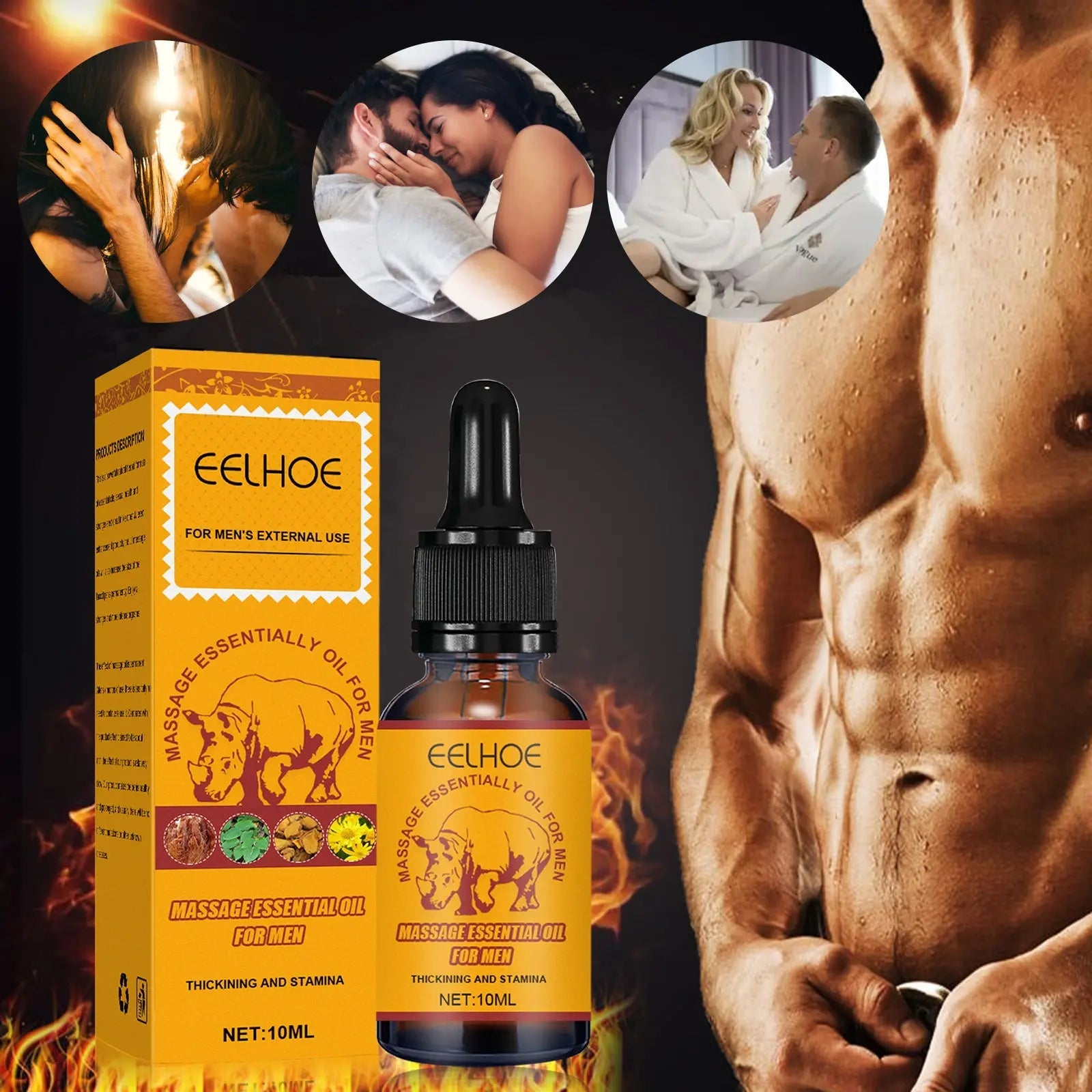 EELHOE Men's Massage Essential Oil, Men's Strength Body Exercise Care Massage Care Essential Oil - Chic Cart