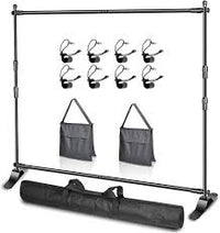 VEVOR 3x2.4M Backdrop Background Stand Adjustable Telescopic Backdrop Banner Stand for Photocall Video Wedding Event Party - Chic Cart 
