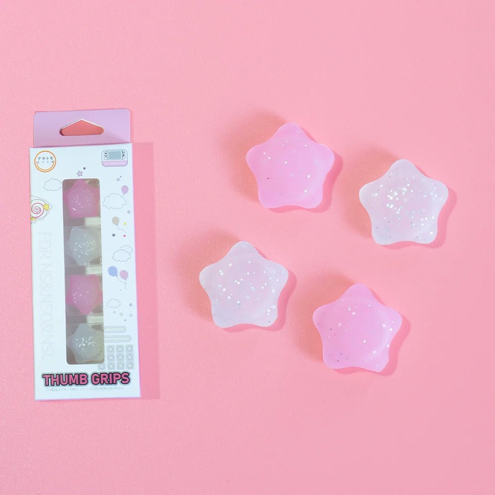Stars Ghost Transparent Glitter Joystick Silicone Thumb Stick Grip Cap For Nintendo Switch Oled NS Lite Joy - con Bling Soft Cover - Chic Cart