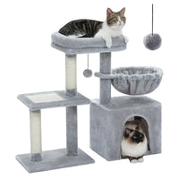 Cat tree Cat Tower for Indoor Cats 2 Styles Cat Activity Tree with Cat Scratching Posts Big Hammock and Removable Top Perch Grey - Chic Cart 