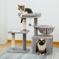 Cat tree Cat Tower for Indoor Cats 2 Styles Cat Activity Tree with Cat Scratching Posts Big Hammock and Removable Top Perch Grey - Chic Cart 
