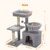 Cat tree Cat Tower for Indoor Cats 2 Styles Cat Activity Tree with Cat Scratching Posts Big Hammock and Removable Top Perch Grey - Chic Cart 