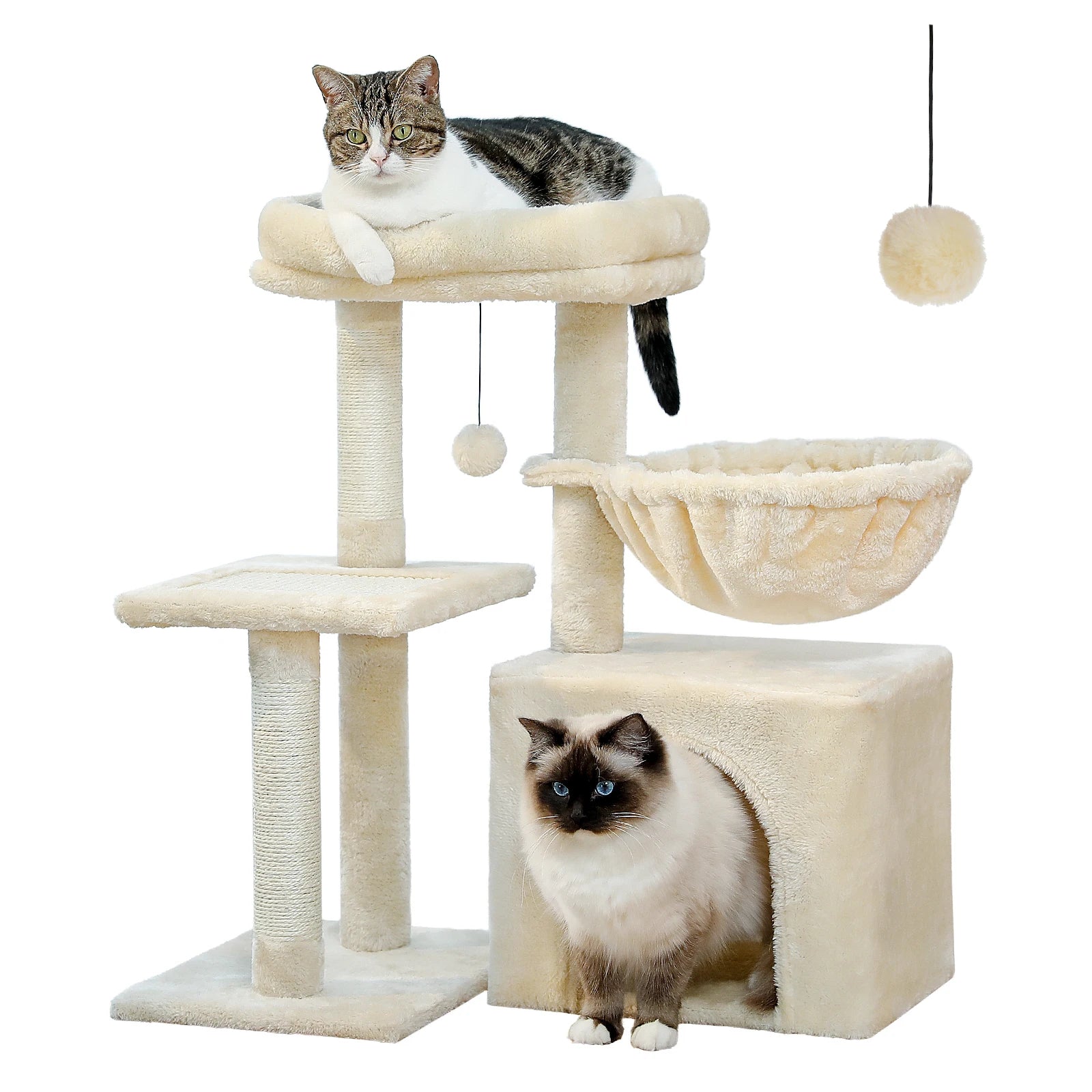Cat tree Cat Tower for Indoor Cats 2 Styles Cat Activity Tree with Cat Scratching Posts Big Hammock and Removable Top Perch Grey - Chic Cart 