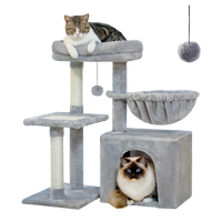 Cat tree Cat Tower for Indoor Cats 2 Styles Cat Activity Tree with Cat Scratching Posts Big Hammock and Removable Top Perch Grey - Chic Cart 