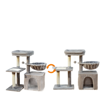 Cat tree Cat Tower for Indoor Cats 2 Styles Cat Activity Tree with Cat Scratching Posts Big Hammock and Removable Top Perch Grey - Chic Cart 