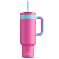 Powcan 40oz Cup Stainless Steel Vacuum Straw Cup With Double Handle Non - slip Portable Coffee Multi - color Car Mug Juice Milk Cup - Chic Cart