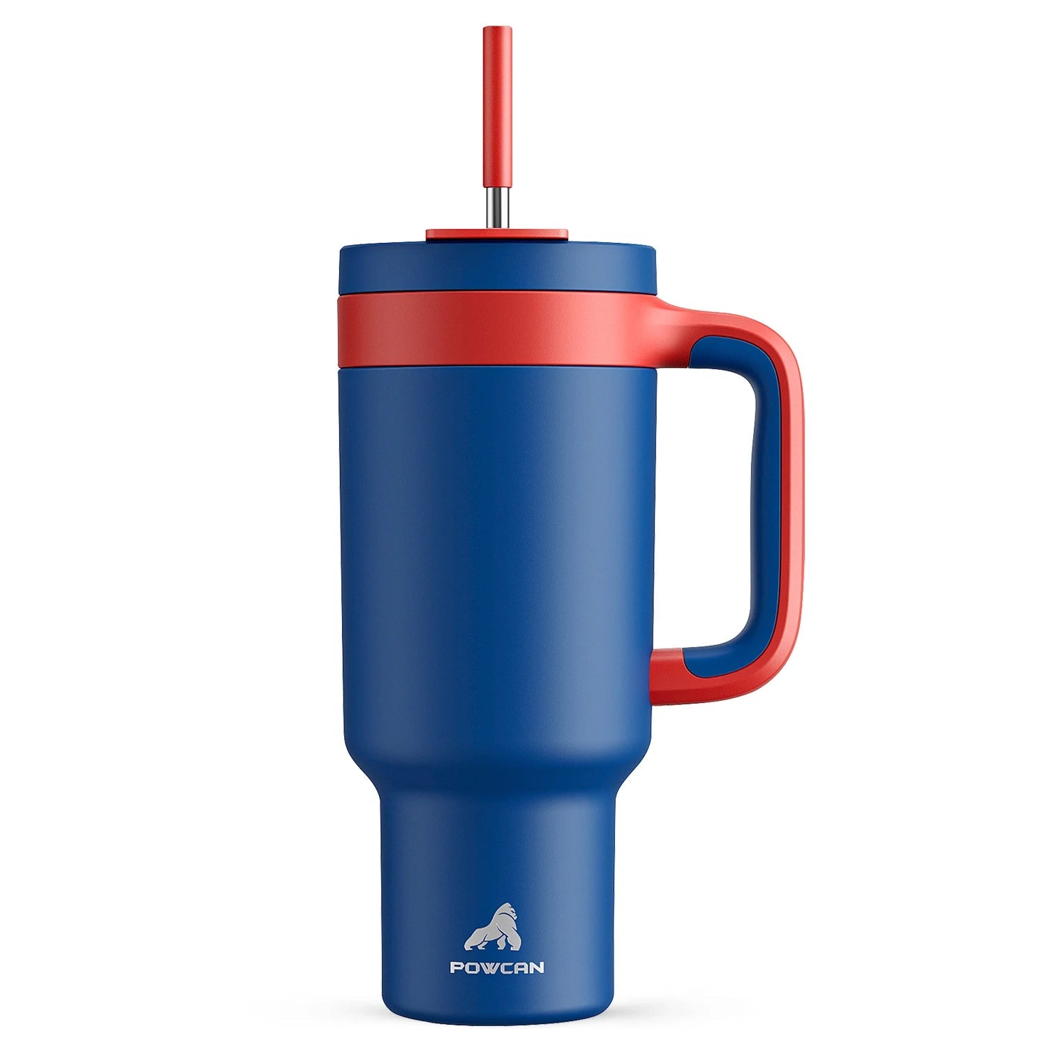 Powcan 40oz Cup Stainless Steel Vacuum Straw Cup With Double Handle Non - slip Portable Coffee Multi - color Car Mug Juice Milk Cup - Chic Cart