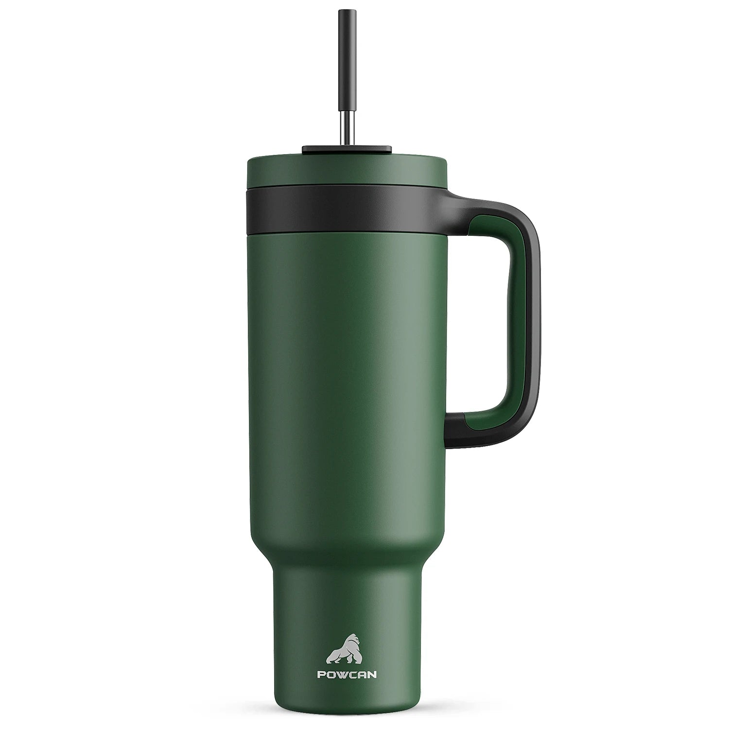 Powcan 40oz Cup Stainless Steel Vacuum Straw Cup With Double Handle Non - slip Portable Coffee Multi - color Car Mug Juice Milk Cup - Chic Cart