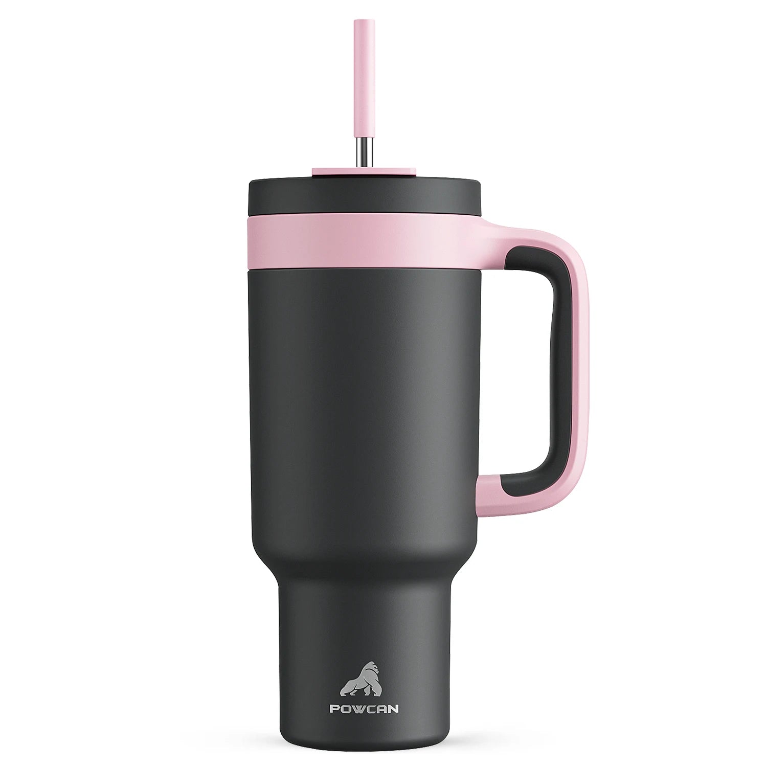 Powcan 40oz Cup Stainless Steel Vacuum Straw Cup With Double Handle Non - slip Portable Coffee Multi - color Car Mug Juice Milk Cup - Chic Cart