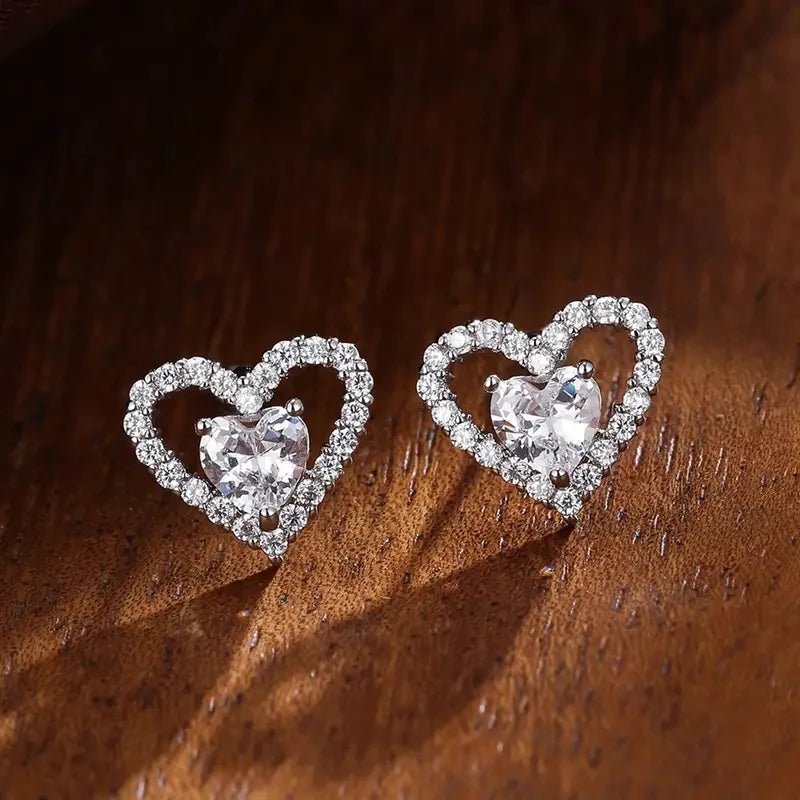 Huitan Fashion Versatile Dazzling Circle Stud Earrings with Crystal Cubic Zirconia Minimalist Earrings for Teens Women's Jewelry - Chic Cart