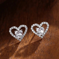 Huitan Fashion Versatile Dazzling Circle Stud Earrings with Crystal Cubic Zirconia Minimalist Earrings for Teens Women's Jewelry - Chic Cart
