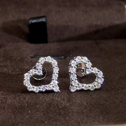 Huitan Fashion Versatile Dazzling Circle Stud Earrings with Crystal Cubic Zirconia Minimalist Earrings for Teens Women's Jewelry - Chic Cart
