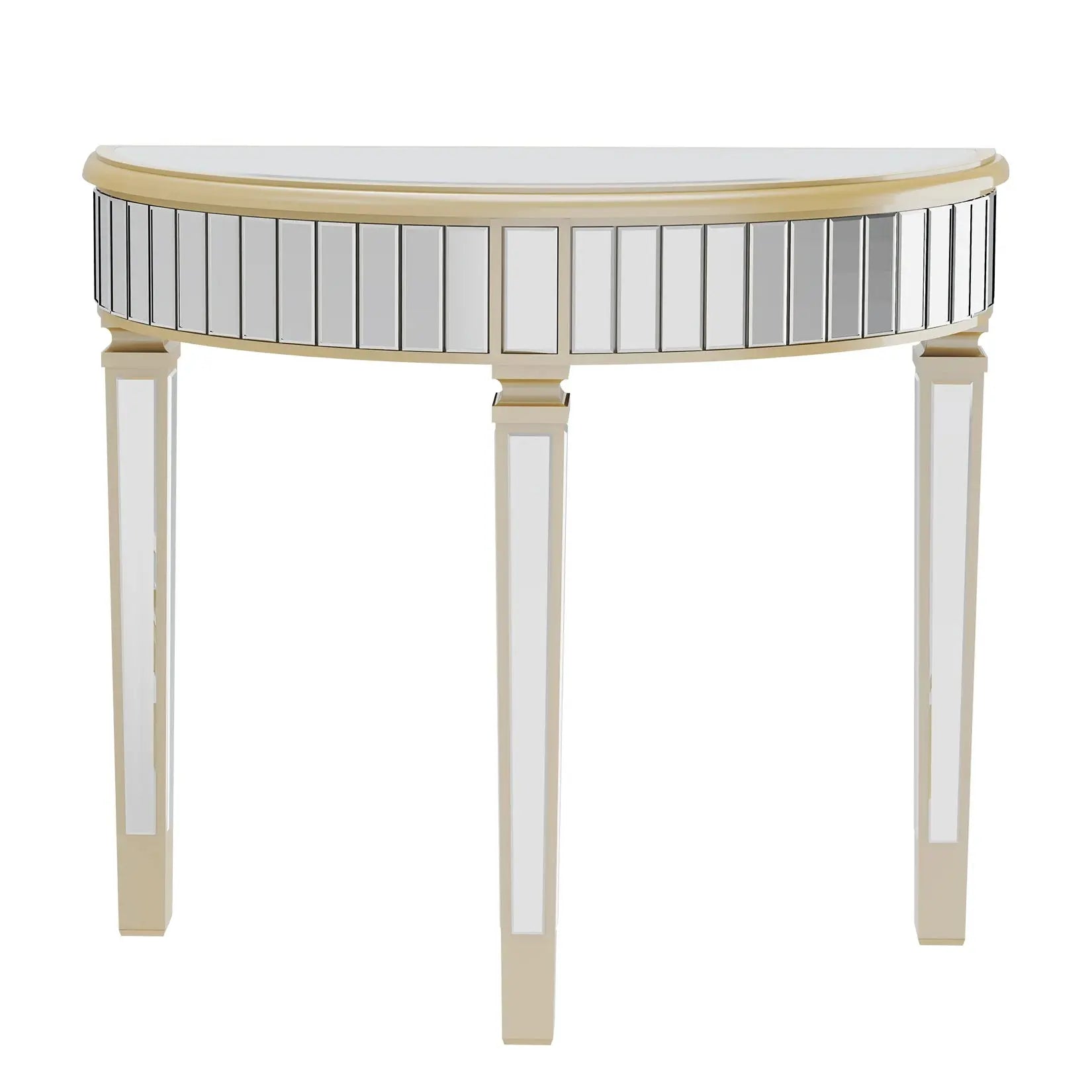 Half Moon Console Table Modern Silver Mirrored Living Room Console Entryway Table - Chic Cart 
