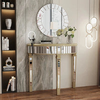 Half Moon Console Table Modern Silver Mirrored Living Room Console Entryway Table - Chic Cart 