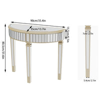 Half Moon Console Table Modern Silver Mirrored Living Room Console Entryway Table - Chic Cart 