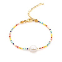 Go2BoHo Faux White Baroque Bracelet Color Contrast Miyuki Seed Beads Adjustable Simple Bracelets for Women Fashion Jewelry Gift - Chic Cart