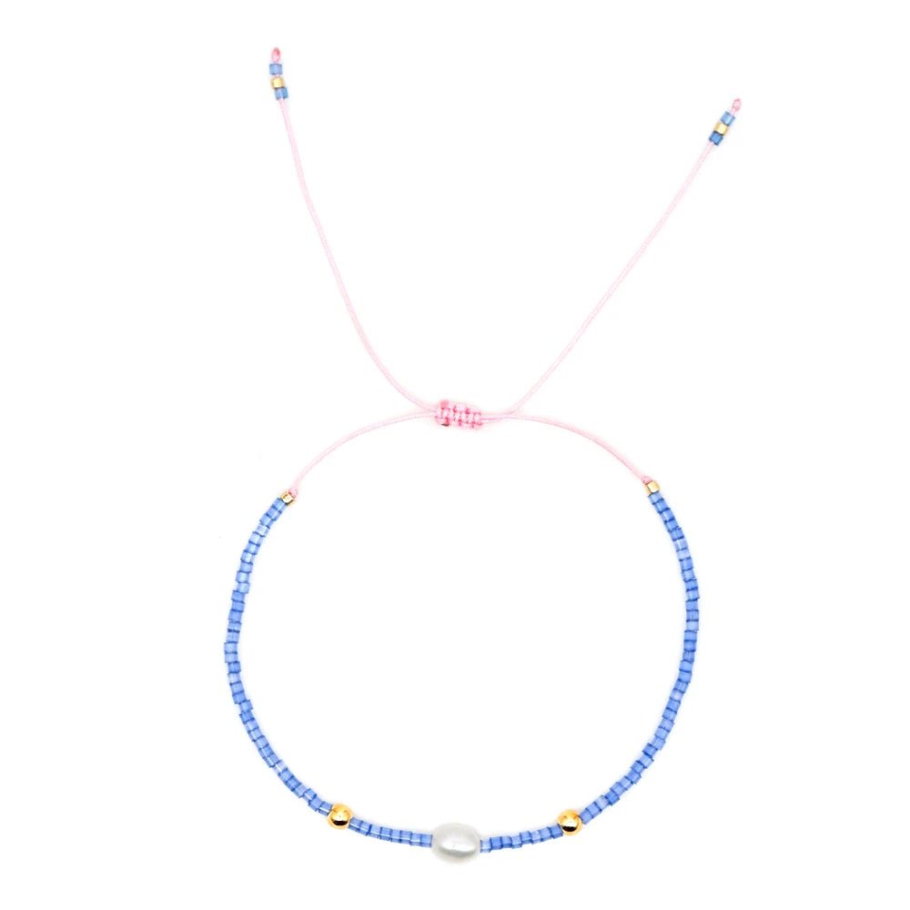 Go2BoHo Faux White Baroque Bracelet Color Contrast Miyuki Seed Beads Adjustable Simple Bracelets for Women Fashion Jewelry Gift - Chic Cart