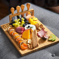 Cheese Board and Knife Set, Baking Board Set and Cheese Plate with Utensil Rack Anniversary and Wedding Gift, Fruit Placeholder - Chic Cart