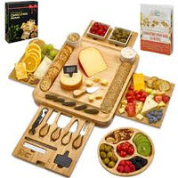 Cheese Board and Knife Set, Baking Board Set and Cheese Plate with Utensil Rack Anniversary and Wedding Gift, Fruit Placeholder - Chic Cart