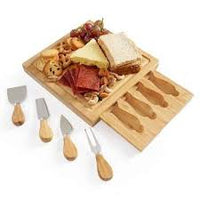 Cheese Board and Knife Set, Baking Board Set and Cheese Plate with Utensil Rack Anniversary and Wedding Gift, Fruit Placeholder - Chic Cart